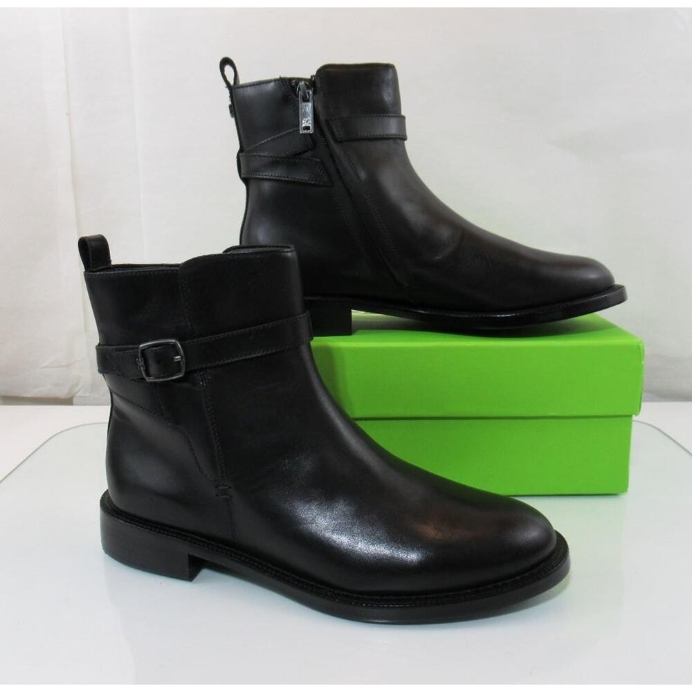 Women's Sam Edelman Nolynn Buckled Zip Ankle Boots Booties Black Leather Size 9 - Picture 3 of 9